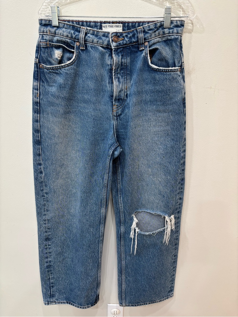 We The Free People Distressed Deep Trance Dropped Boyfriend Jeans Women’s 27-L